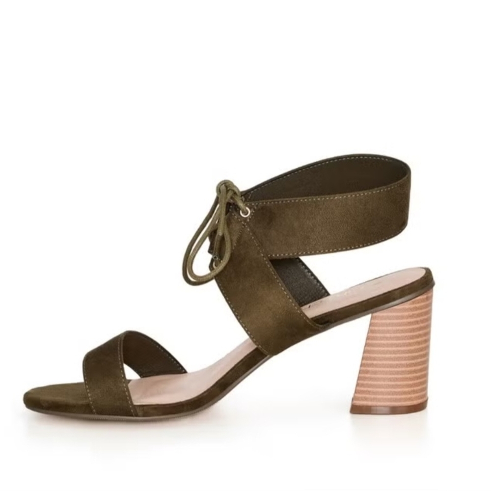 Olive Green Block Heel Sandals